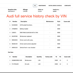 Full Audi Service History by VIN